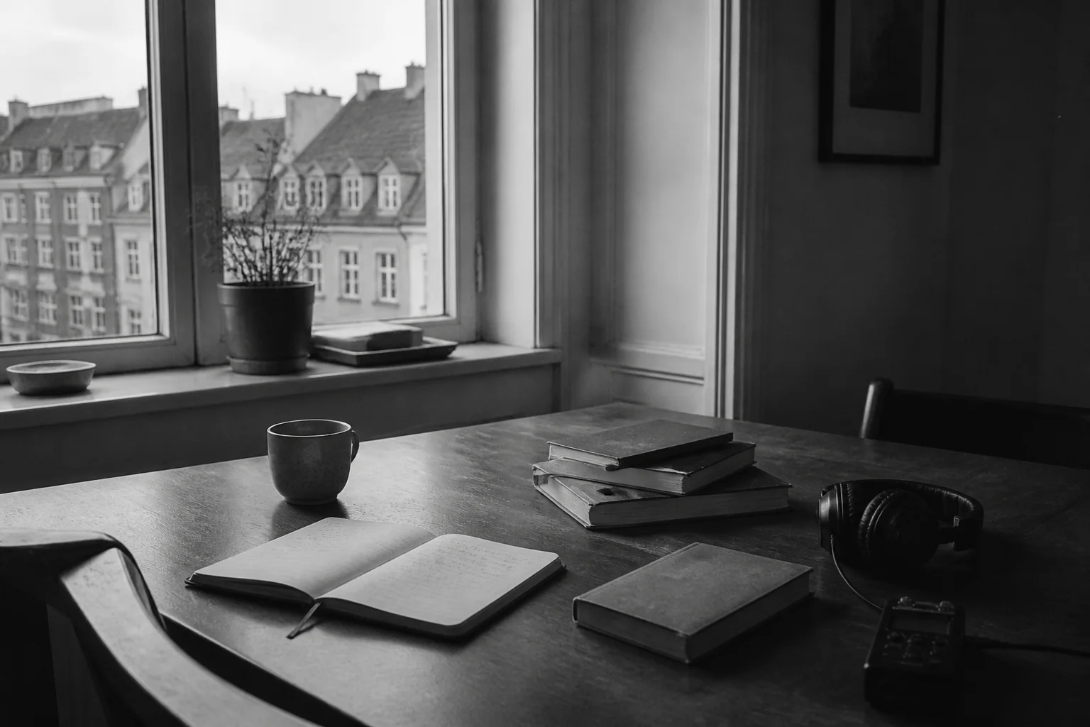 A Copenhagen desk prepared for reading, writing and focused work
